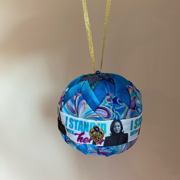 Original hand crafted by me quilted ornament theme “Kamala Harris I am with her“ - Picture 1 of 9